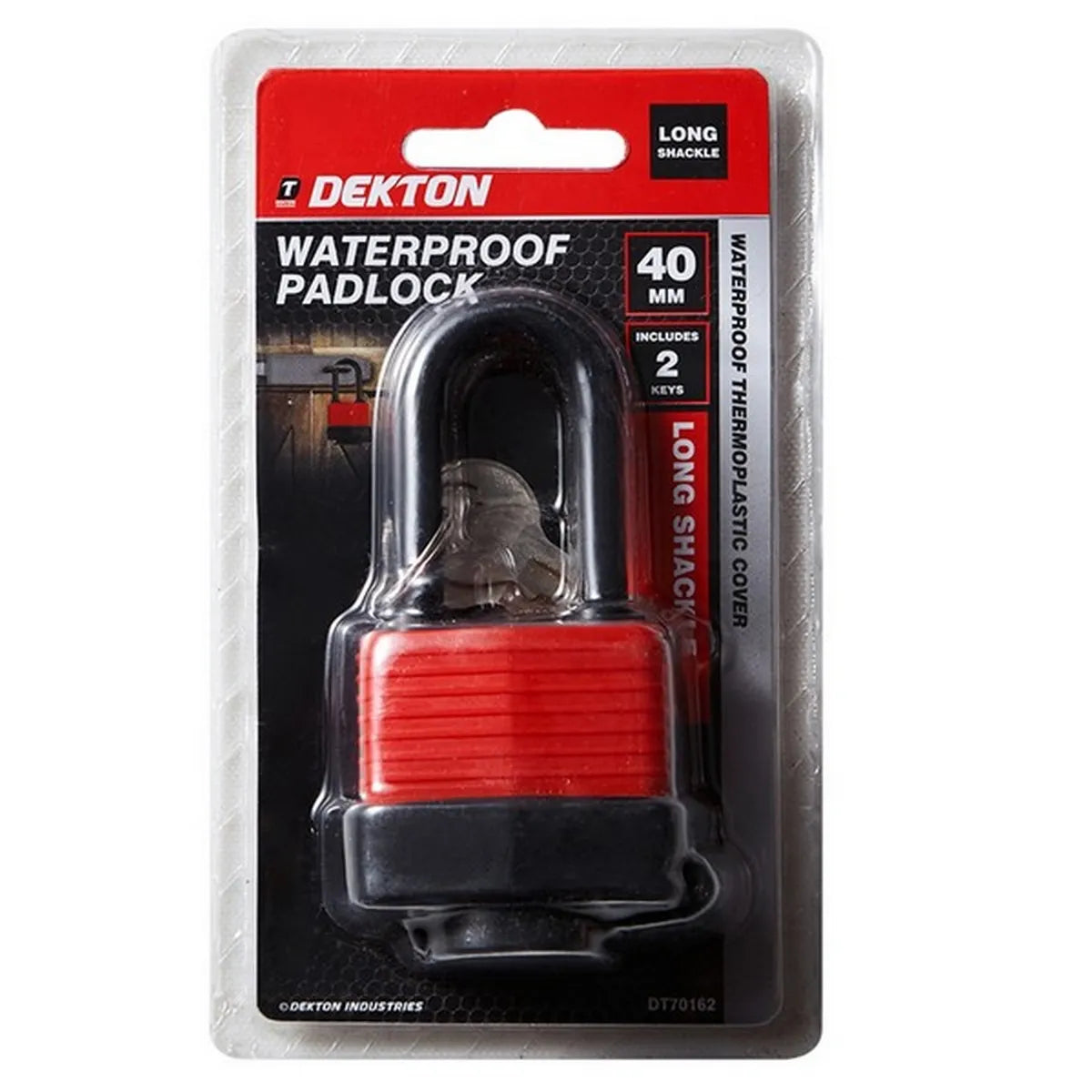 Dekton Waterproof Long Shackle Padlock 40mm
