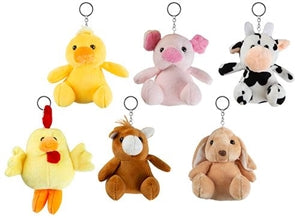 Farm Animal Plush Keychain 10cm Assorted