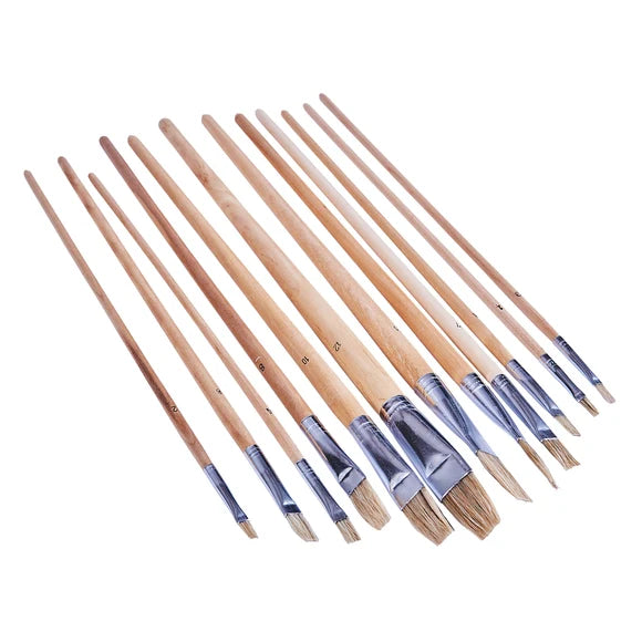 Amtech Flat Tip Art Brush Set 12pcs
