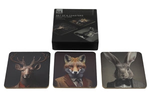 Forest Animal Head Set Of Six Coasters 10cm