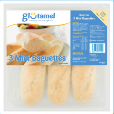 Glutamel Gluten Free Mini Baguette x3 Part Baked