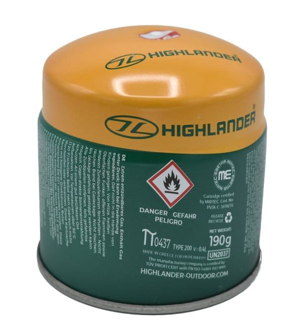 Highlander Pierceable Camping Gas Cannister 190g