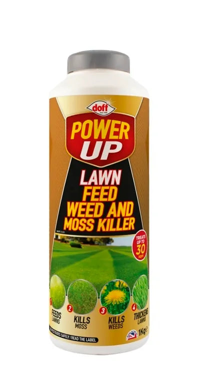 Doff Power Up Lawn Feed, Weed and Moss Killer 1kg