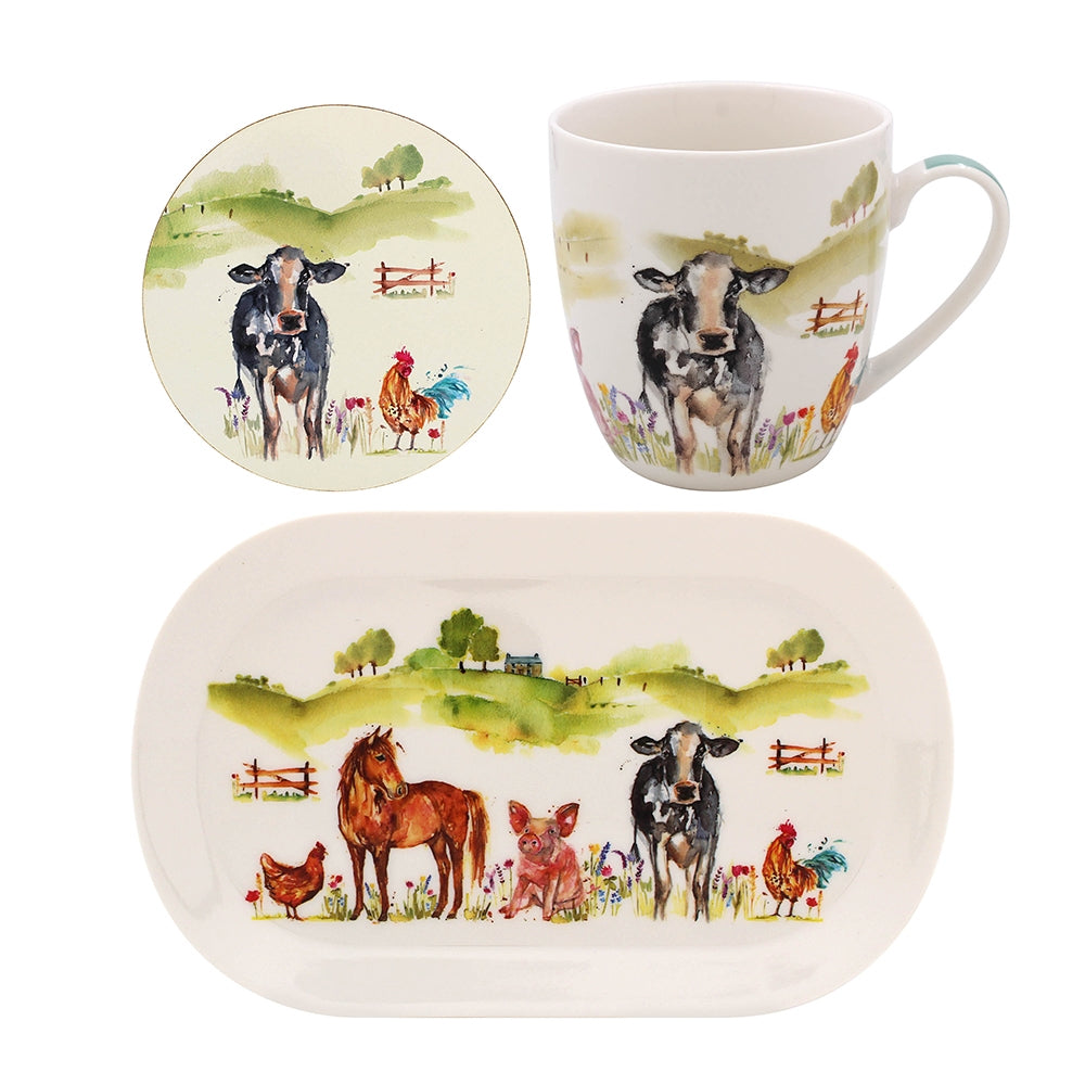 Lesser & Pavey Fine China Mug & Coaster Set With Melamine Tray