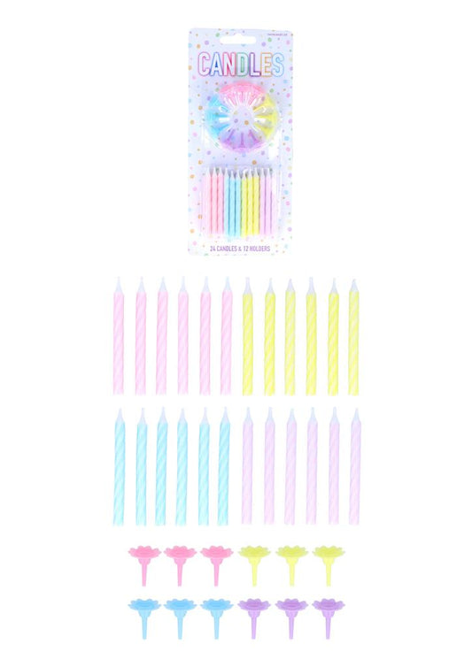 Birthday Candles x24 Pastel