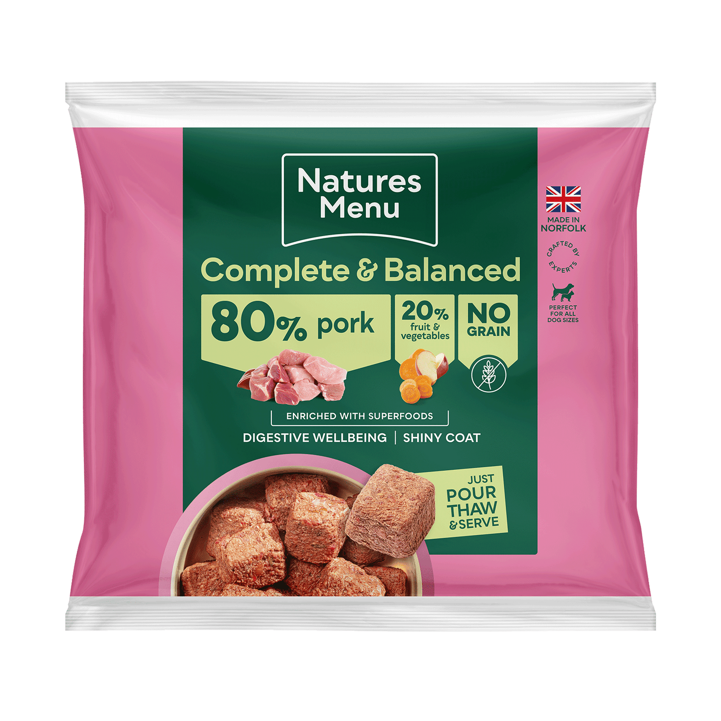 Natures Menu 80-20 Pork Nuggets 1kg