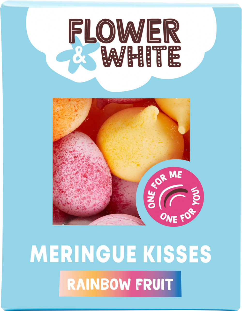 Flower & White Meringue Kisses Rainbow Fruit 100g