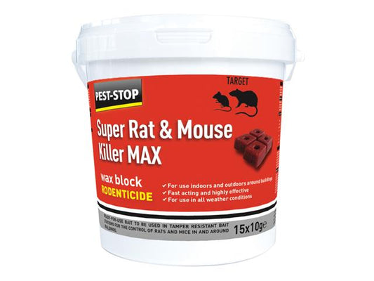 Pest Stop Super Rat & Mouse Killer Wax Blocks 15x 10g