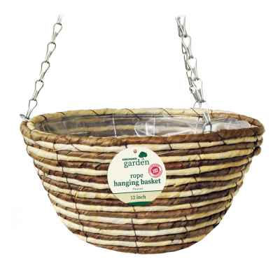 Kingfisher 12in Round Rope Hanging Basket
