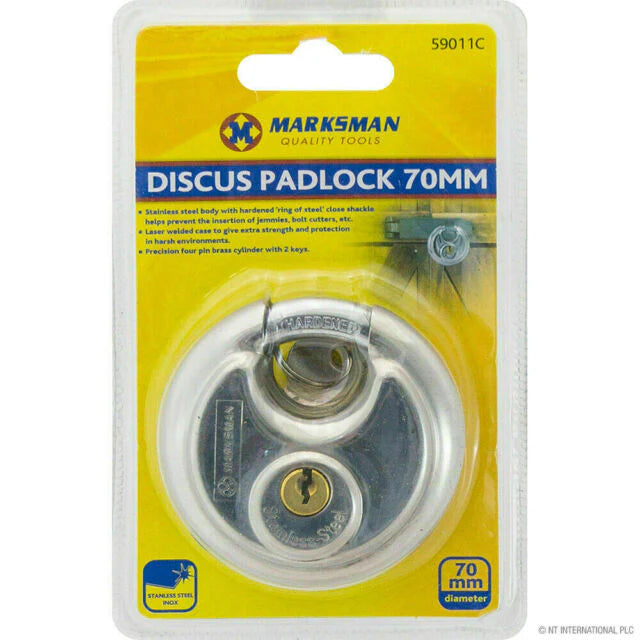 Marksman Stainless Steel Discus Padlock 70mm