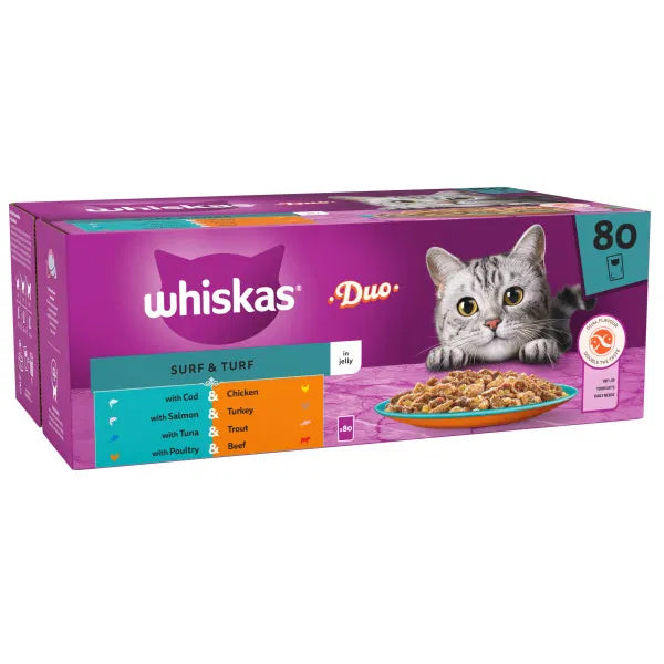 Whiskas 1+ Duo Surf & Turf in Jelly 40 x 85g Pouches
