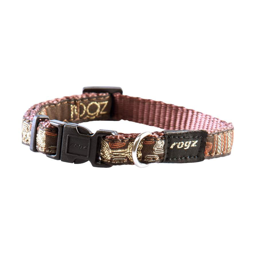 Rogz Mocha Bone Dog Collar 10-16" Medium