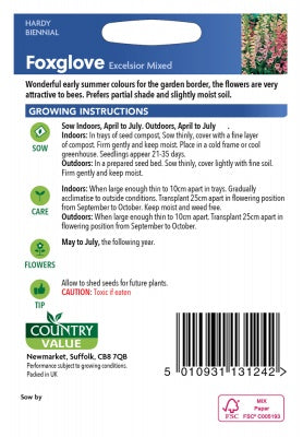 Foxglove Seeds, Country Value