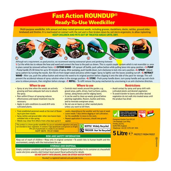Round Up Fast Action Weedkiller 5ltr Ready to Use