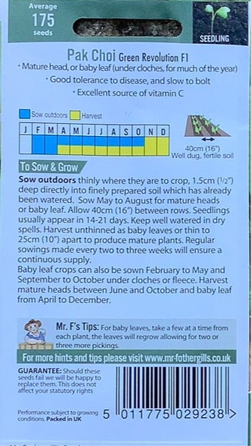 Pak Choi Green Revolution F1 Mr. Fothergills