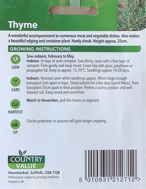 Thyme Seeds, Country Value