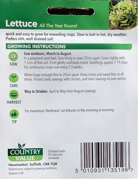 Lettuce All The Year Round Seeds, Country Value