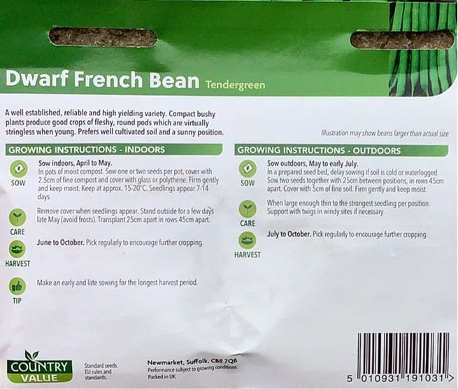 Tendergreen Dwarf French Bean Seeds, Country Value