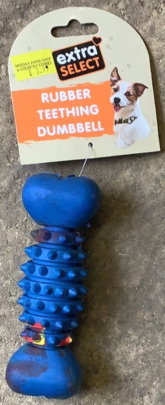 Extra Select, Rubber Teething Dumbbell- Blue