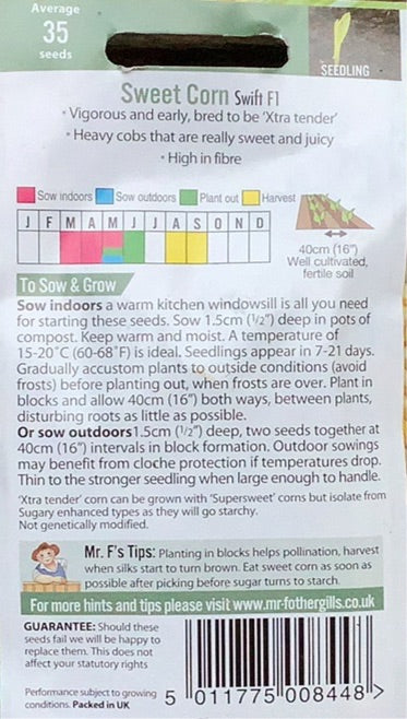 Sweet Corn Swift F1 Mr. Fothergills