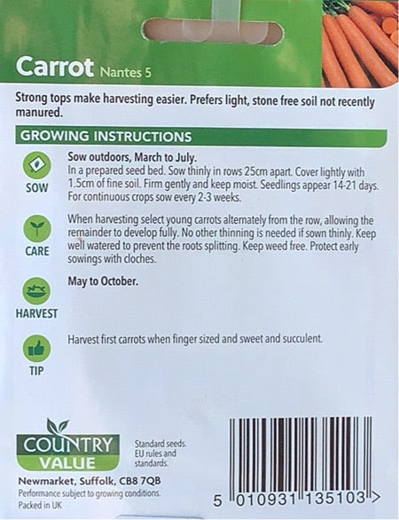 Carrot Seeds, Nantes 5. Country Value
