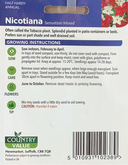 Nicotiana Seeds, Sensation mixed. Country Value