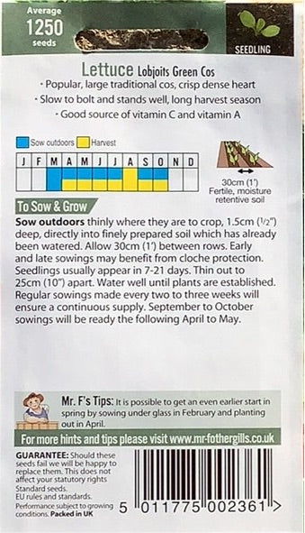 Lettuce Lobjoits Green Cos Mr. Fothergills