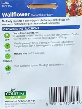 Wallflower Seeds, Country Value