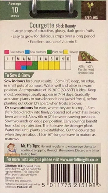 Courgette Black Beauty Mr.Fothergills