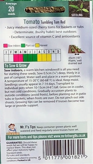 Tomato Tumbling Tom Red, Mr. Fothergills