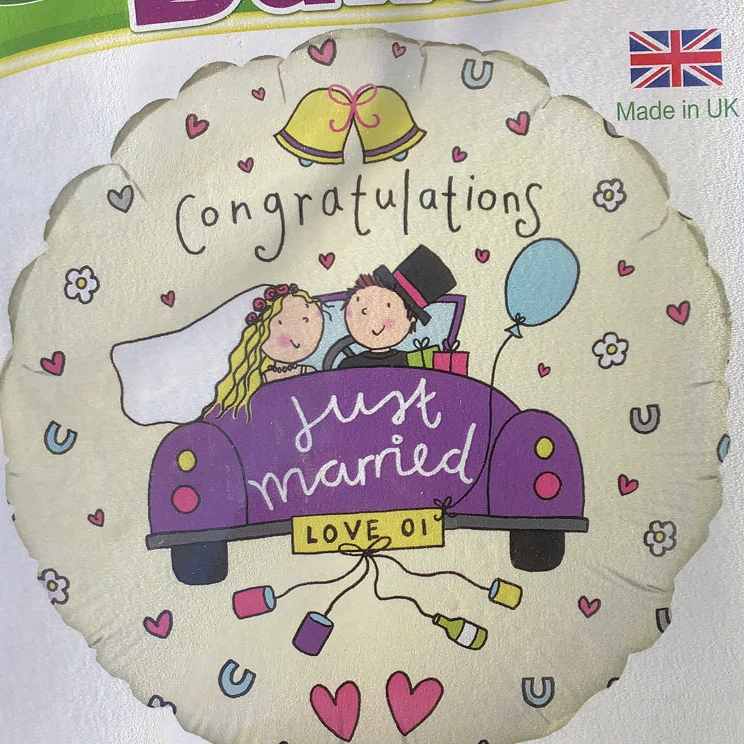 Just Married Foil Helium Balloon