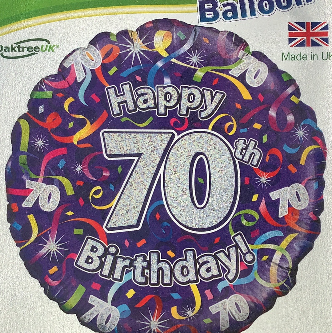 Happy 70th Birthday Foil Helium Balloon