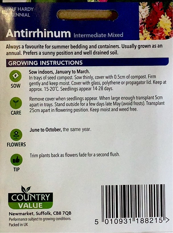 Antirrhinum Seeds, Country Value