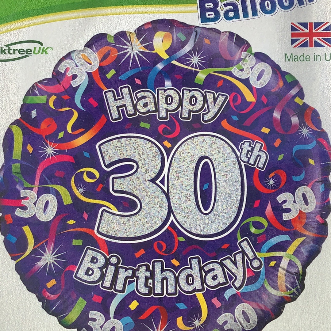 Happy 30th Birthday Foil Helium Balloon