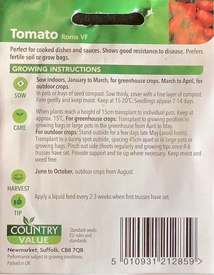 Roma VF Tomato Seeds, Country Value