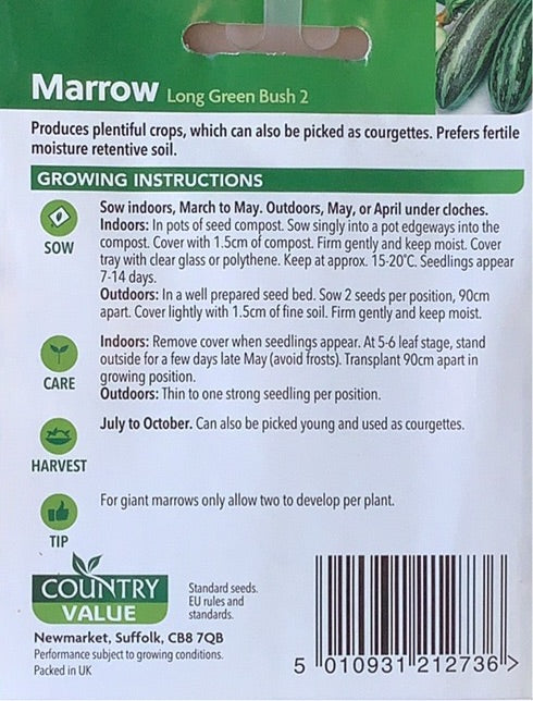 Long Green Bush Marrow Seeds, Country Value