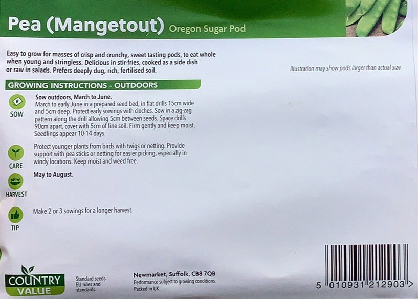 Pea (Mangetout) Seeds, Country Value