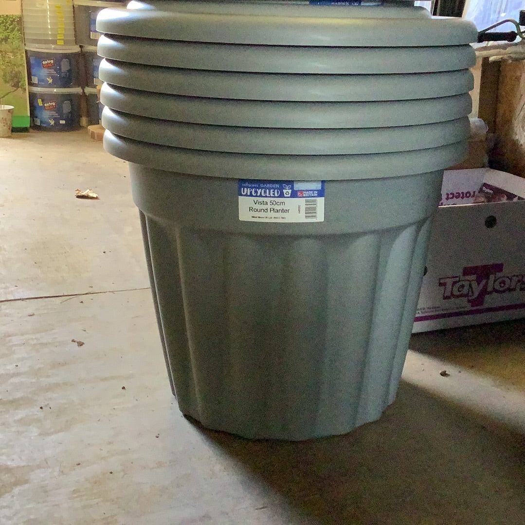 Vista, 50cm Round Planter-Grey