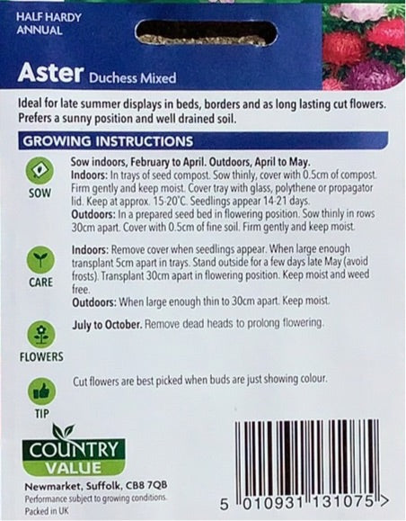Country Value, Aster Duchess Mixed Seeds