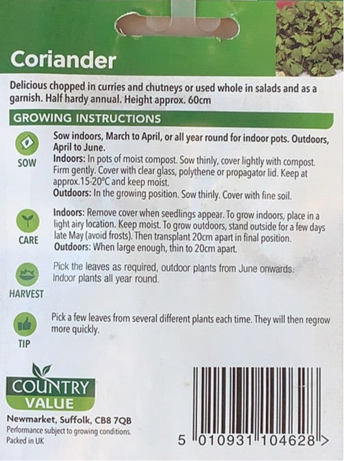 Coriander Seeds, Country Value