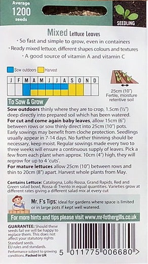 Mixed Lettuce Leaves Mr. Fothergills