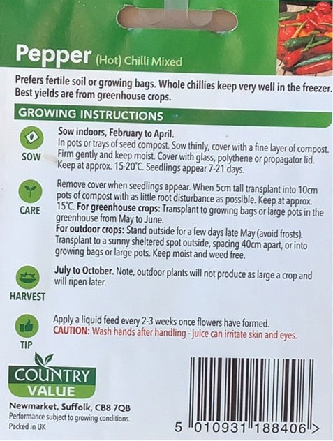 (Hot) Chilli Pepper Seeds, Country Value