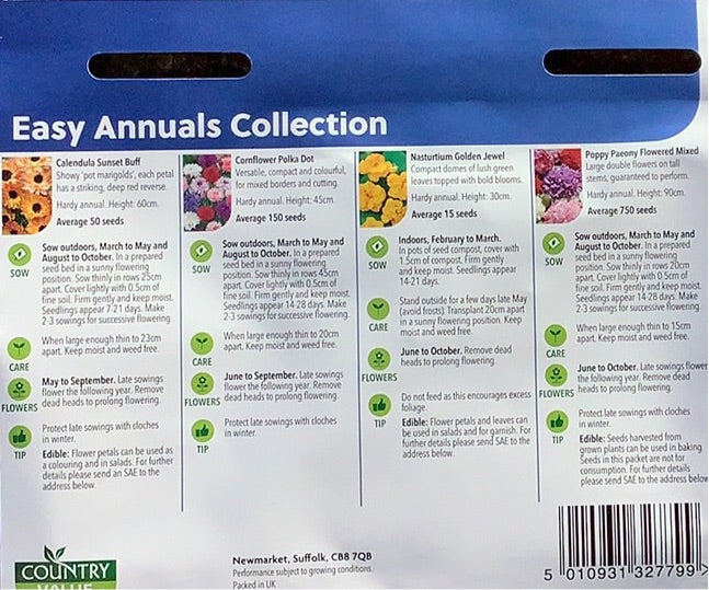 Easy Annuals Seed Collection, Country Value