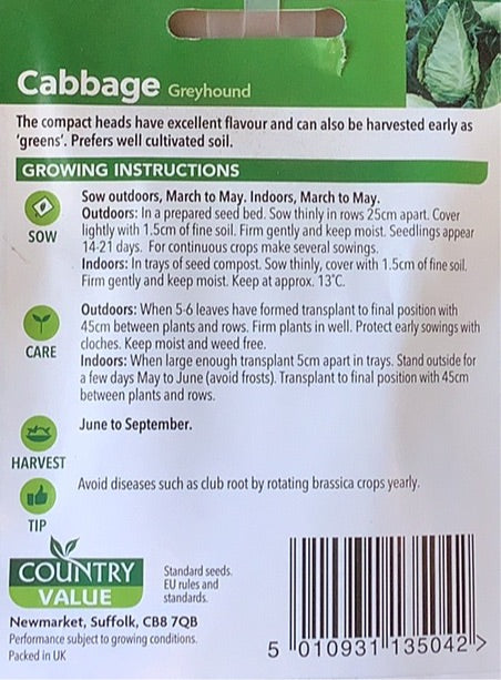 Greyhound Cabbage Seeds, Country Value