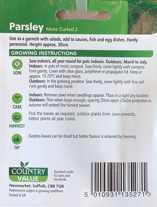 Moss Curled Parsley Seeds, Country Value