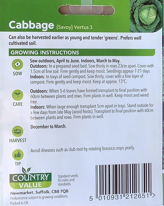 Savoy Cabbage Seeds, Country Value