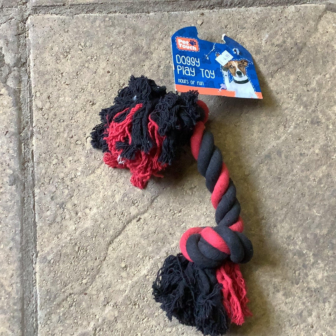 Pet Touch, Knotted Rope Play Toy-Red/Black