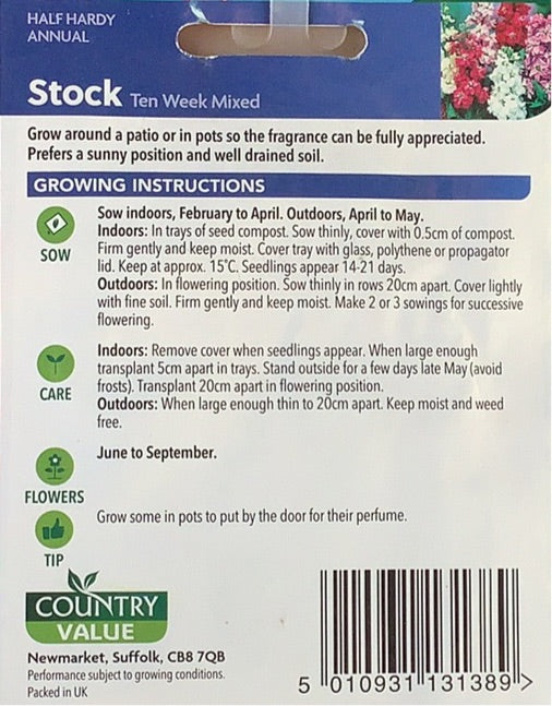 Stock Seeds, Ten week mixed. Country Value
