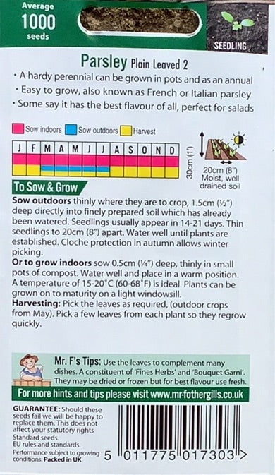 Parsley Plain Leaved 2 Herb Mr.Fothergills