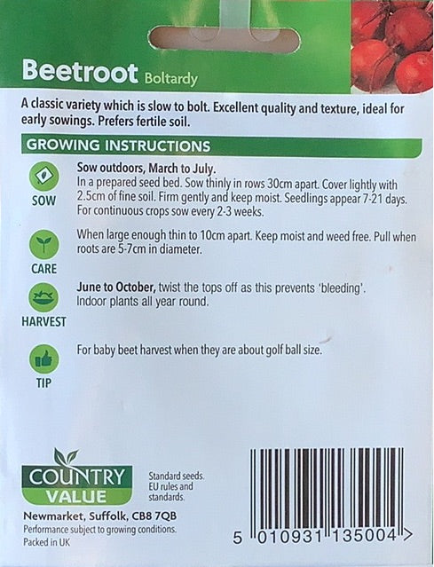 Boltardy Beetroot Seeds, Country Value